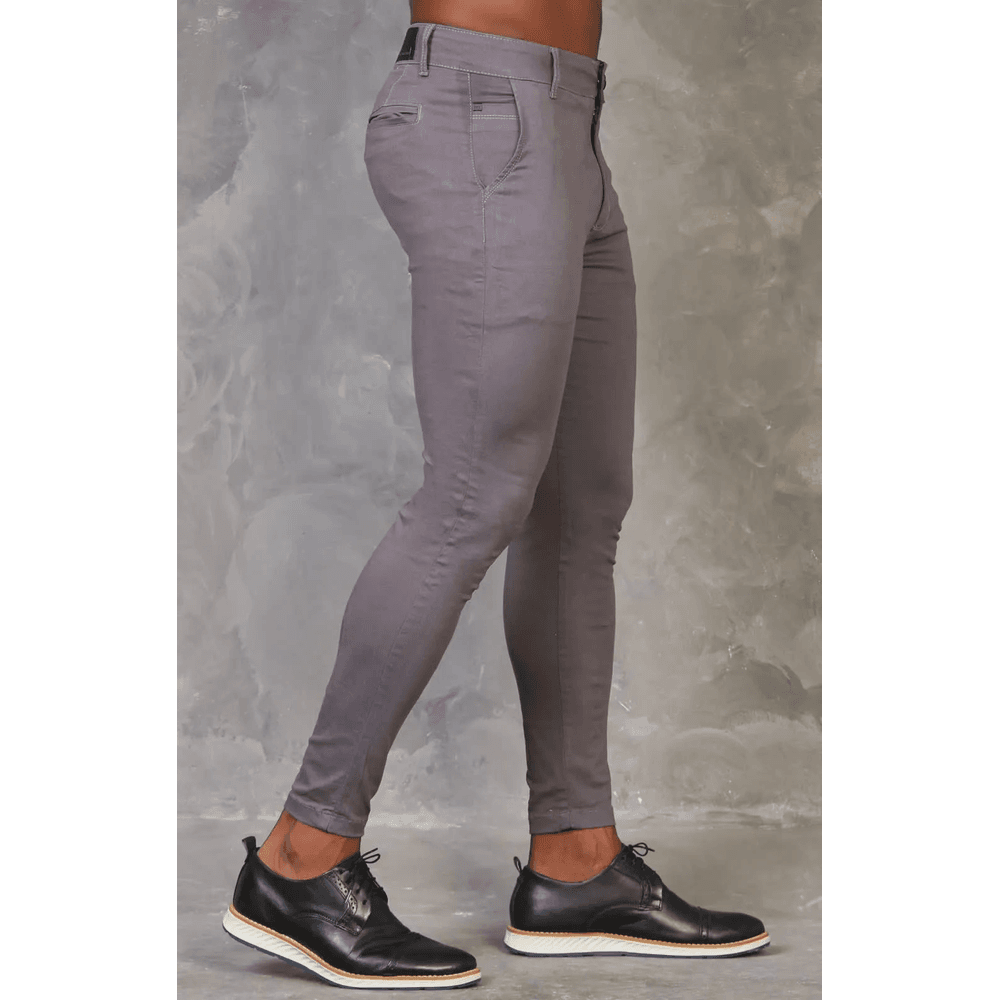 Calça Alfaiataria Jeans Skinny Cinza Premium Masculina