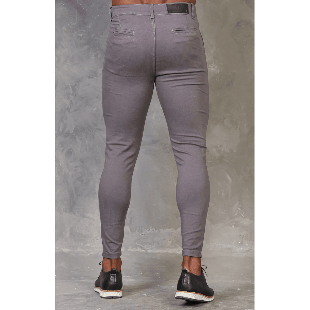 Calça Alfaiataria Jeans Skinny Cinza Premium Masculina