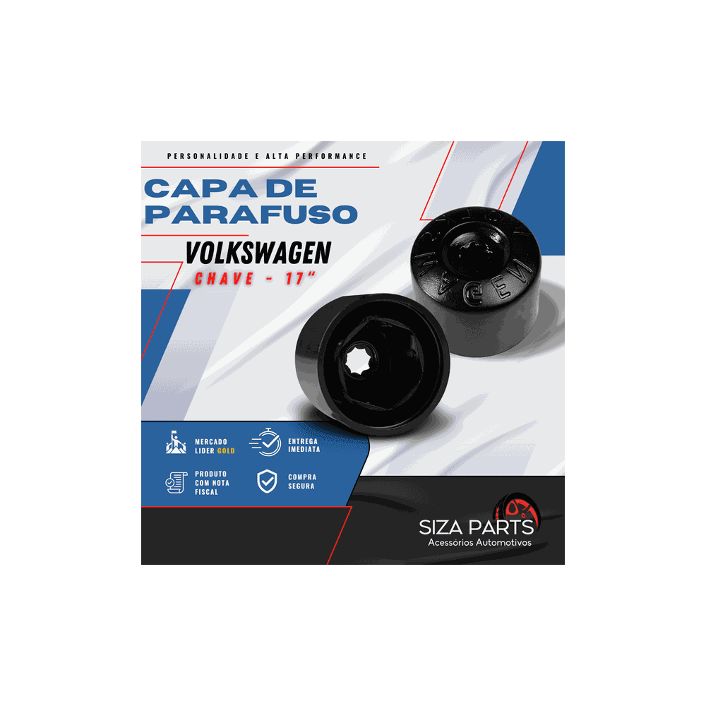 Kit 20 Capas de Parafuso 17mm VW Preto + Chave – Acabamento e Proteção