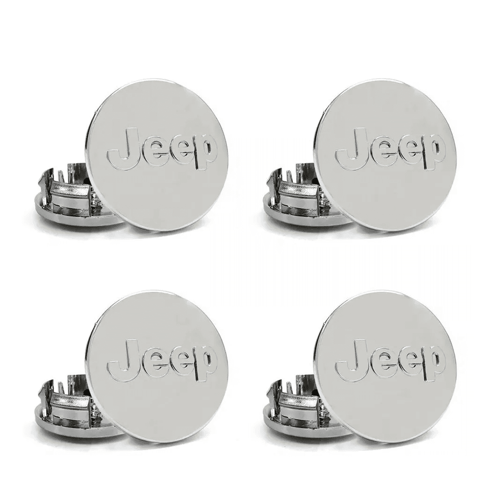Kit 4 Calotinhas Jeep Cromadas – Brilho e Estilo nas Rodas do Seu Renegade ou Compass