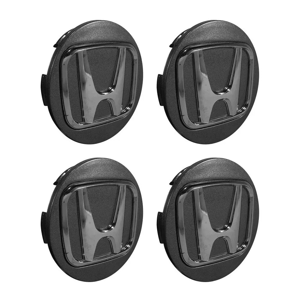 Kit 4 Calotinhas Honda Civic Grafite com Logo Cromado – Estilo e Originalidade nas Rodas do Seu Honda