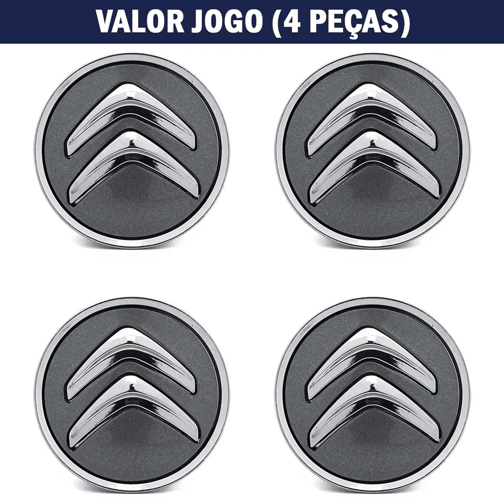 Kit 4 Calotinhas Citroën Grafite – Acabamento Sofisticado e Encaixe Perfeito para Rodas Originais