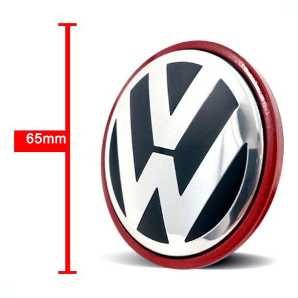 Kit 4 Calotinhas Centro de Roda VW Jetta/Amarok – Com Borda Vermelha + Estilo Esportivo Premium
