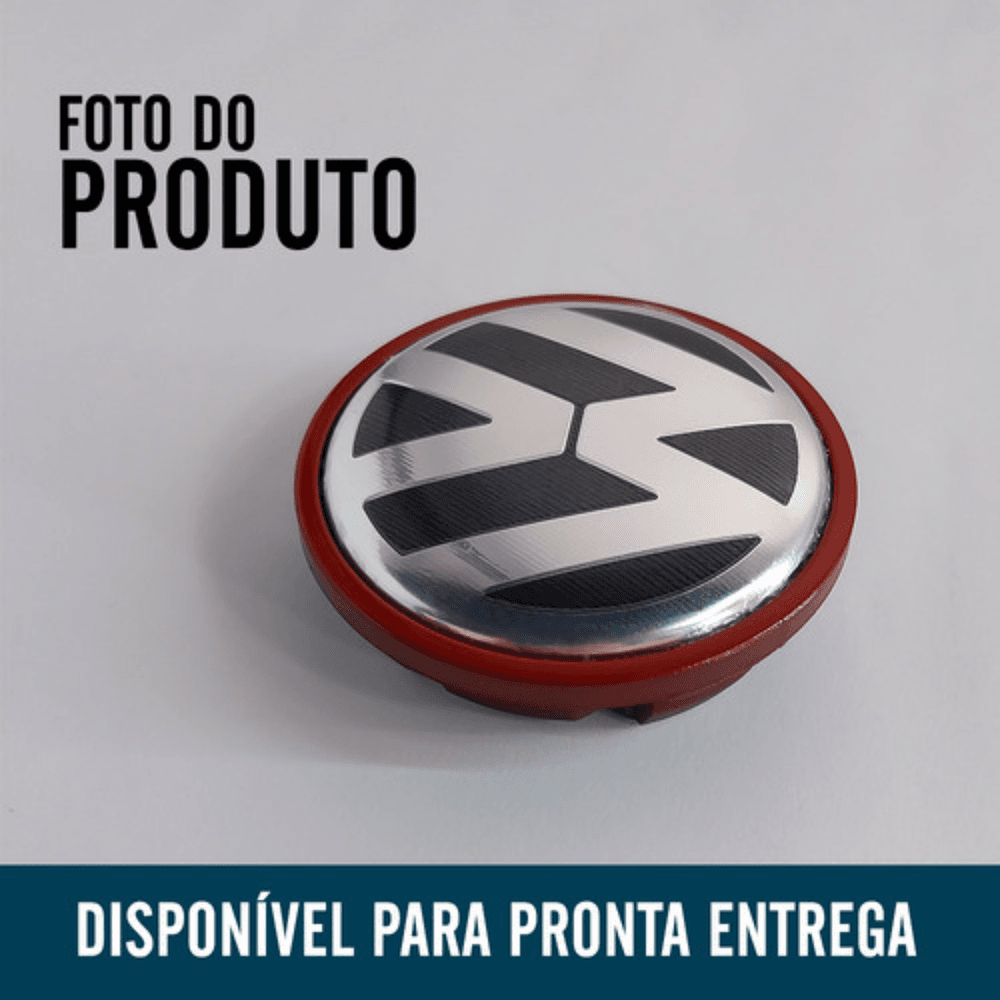 Kit 4 Calotinhas Centro de Roda VW Jetta/Amarok – Com Borda Vermelha + Estilo Esportivo Premium