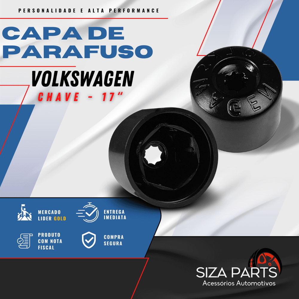 CAPA DE PARAFUSO CHAVE 17 PRETO - VW (20 PEÇAS)