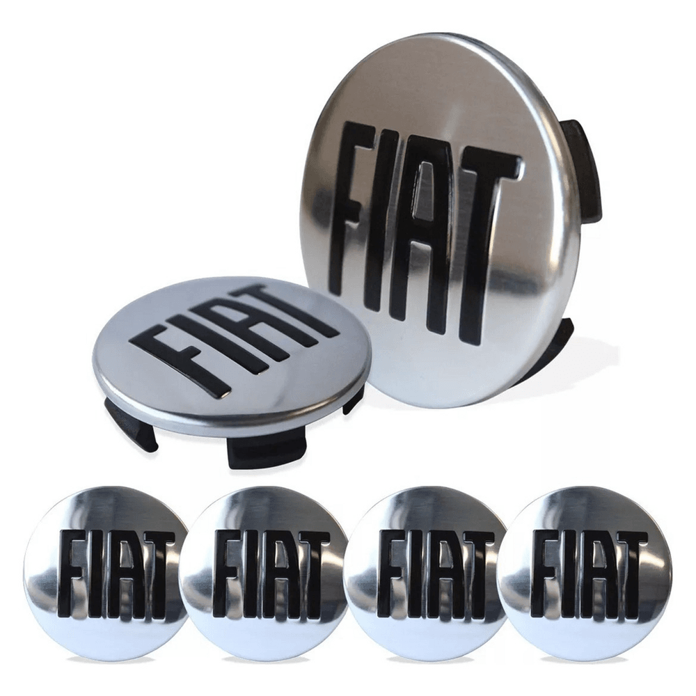 Kit 4 Calotinhas Miolo de Roda Fiat Toro/Freemont com Emblema Cromado – Acabamento Premium
