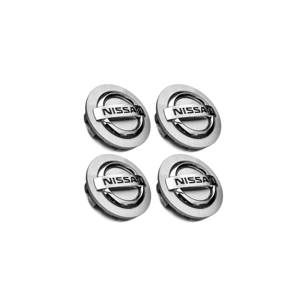 Kit 4 Calotinhas Nissan Prata com Boton Cromado – Visual Original e Encaixe Preciso