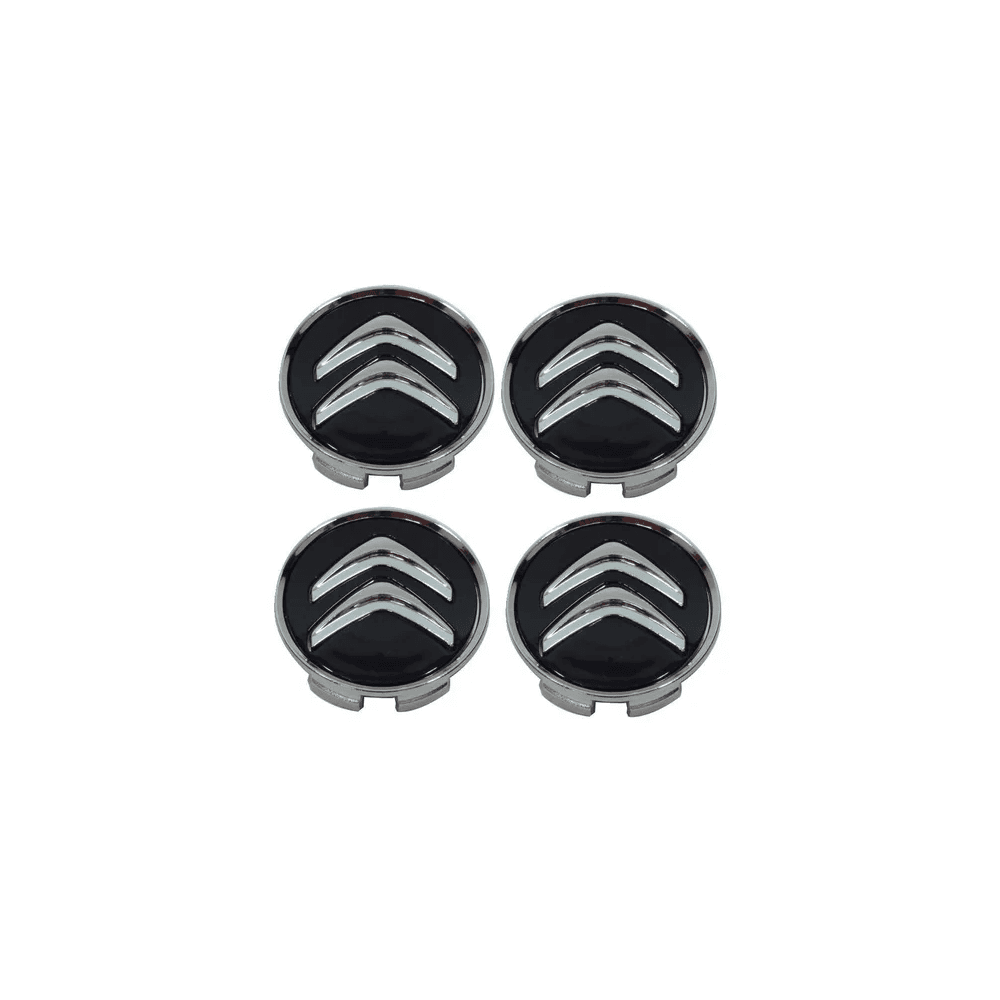 Kit 4 Calotinhas Citroën Preto – Acabamento Premium para Rodas Originais C3, C4, DS3 e DS4