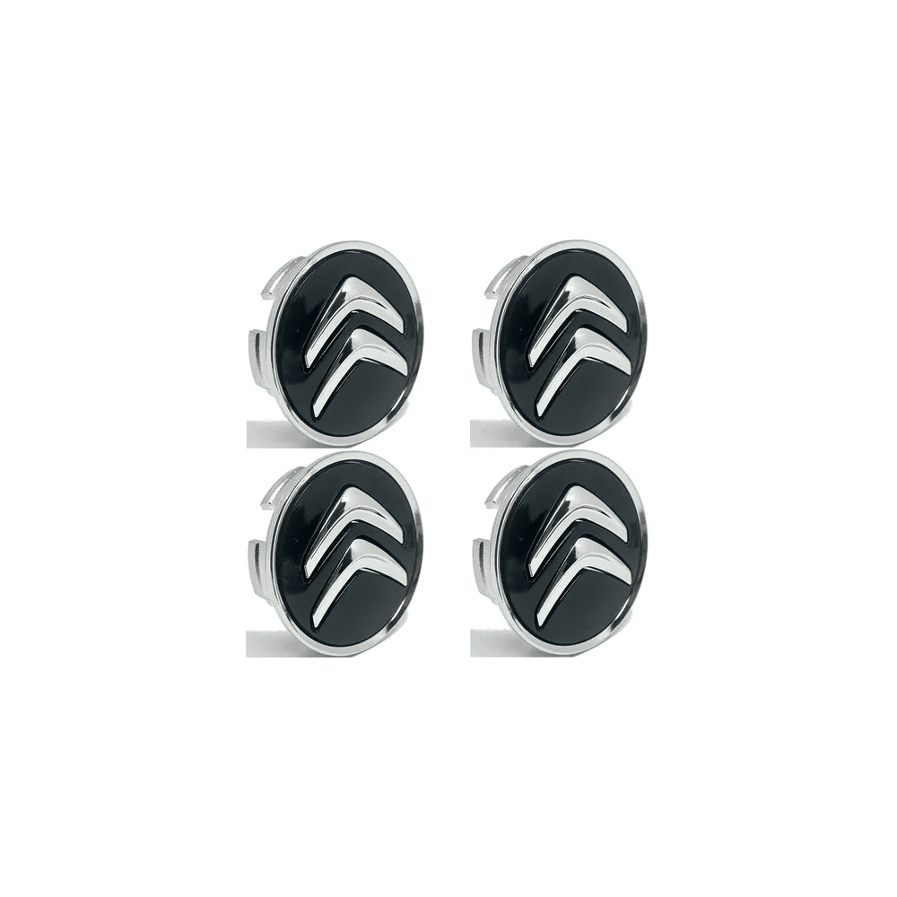Kit 4 Calotinhas Citroën Preto – Acabamento Premium para Rodas Originais C3, C4, DS3 e DS4
