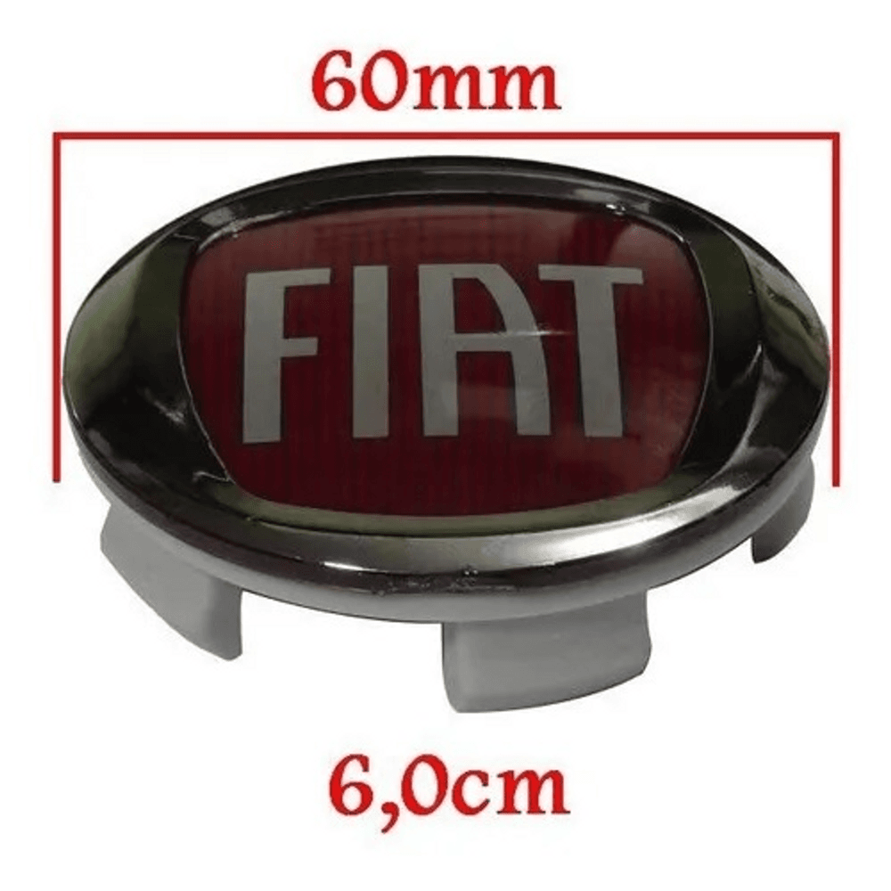Kit 4 Calotinhas Miolo de Roda Fiat Toro/Freemont com Emblema Vermelho – Visual Esportivo
