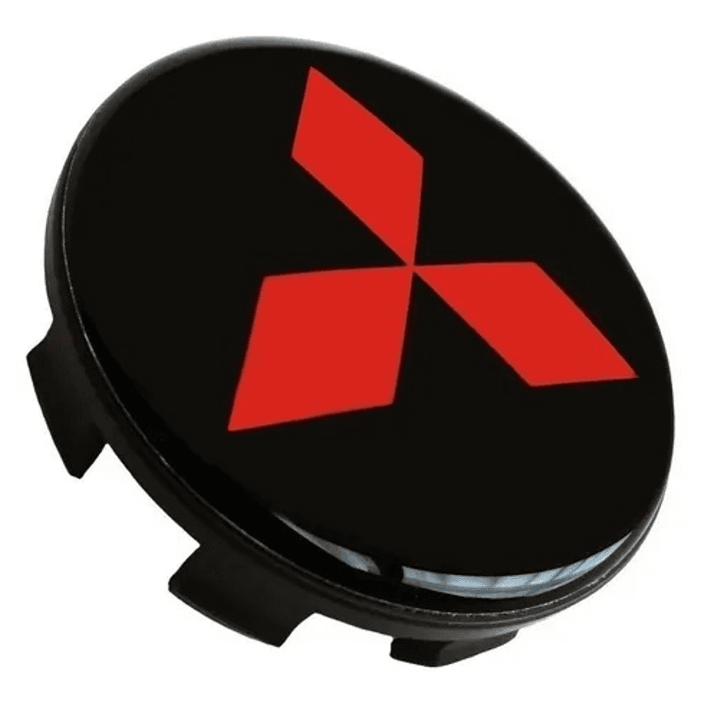 Kit 4 Calotinhas Centro de Roda Mitsubishi Triton – Estilo Preto com Vermelho + Encaixe Firme nas Rodas Originais