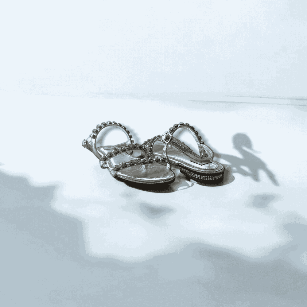 Sandália Bordada Tiras Bala Prata Infantil Gats