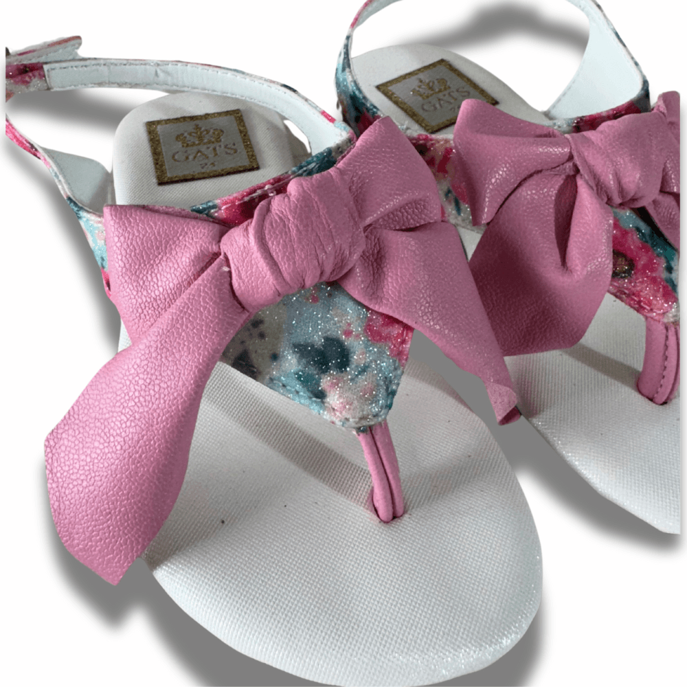 Sandália de Laço Gliter Floral Infantil Gats