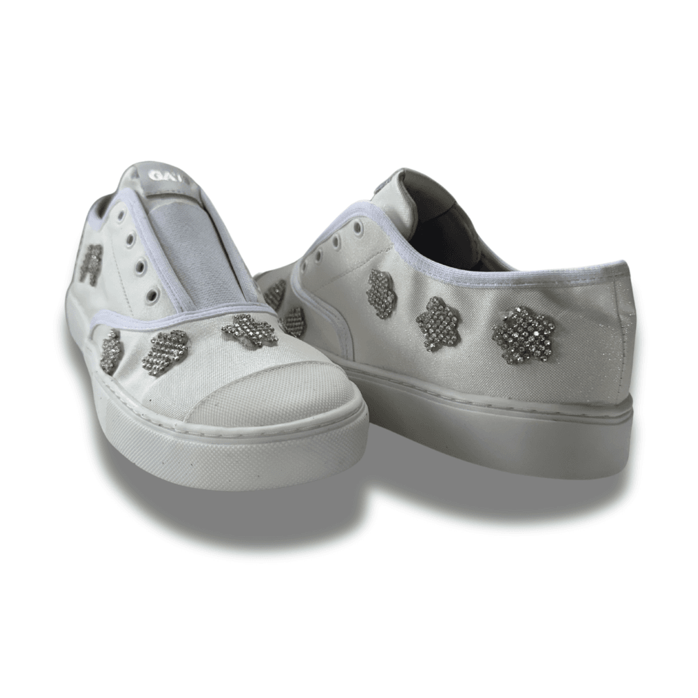 Tênis Canva Flor Diamantina Branco Infantil Gats