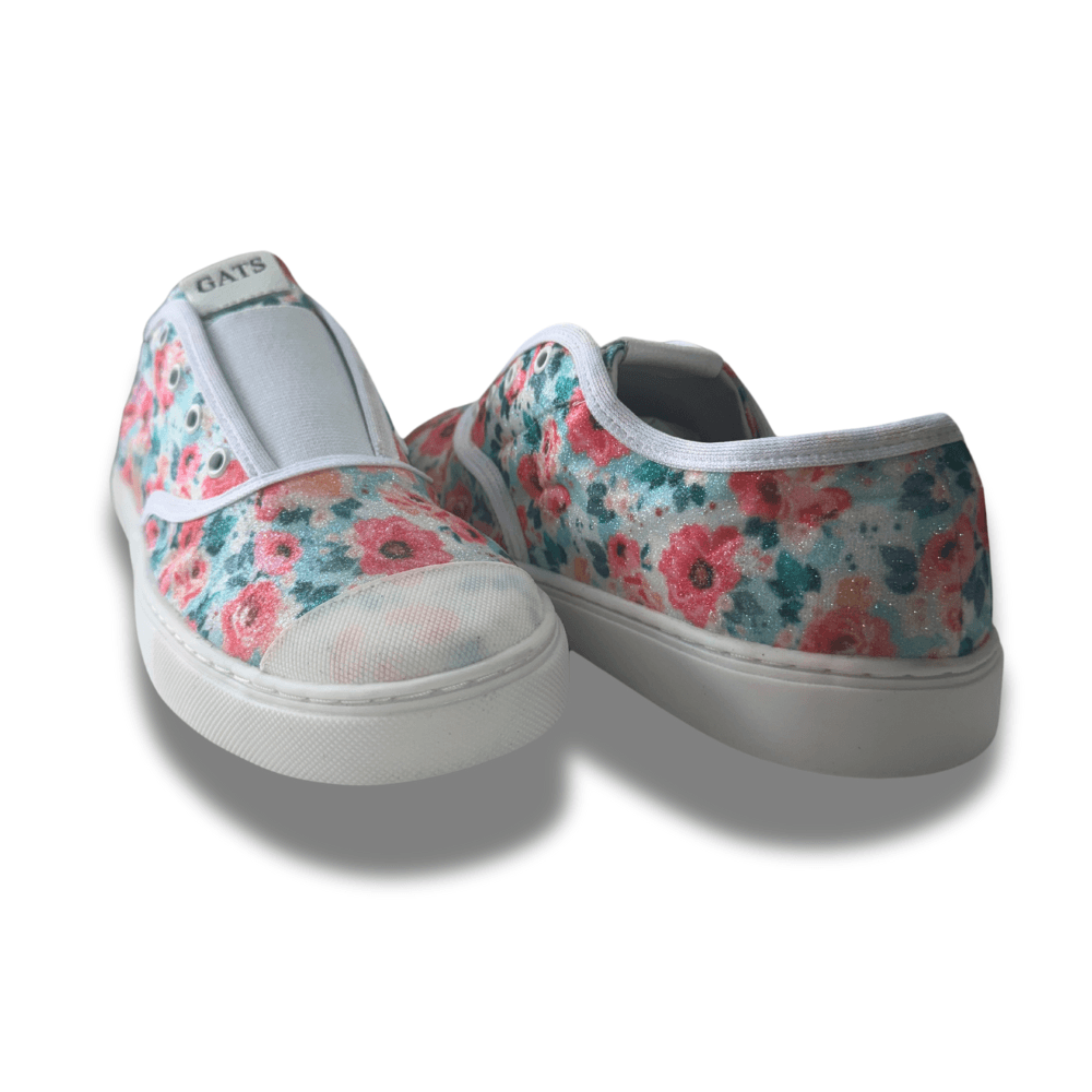 Tênis Canva Glitter Floral Elástico Infatil Gats