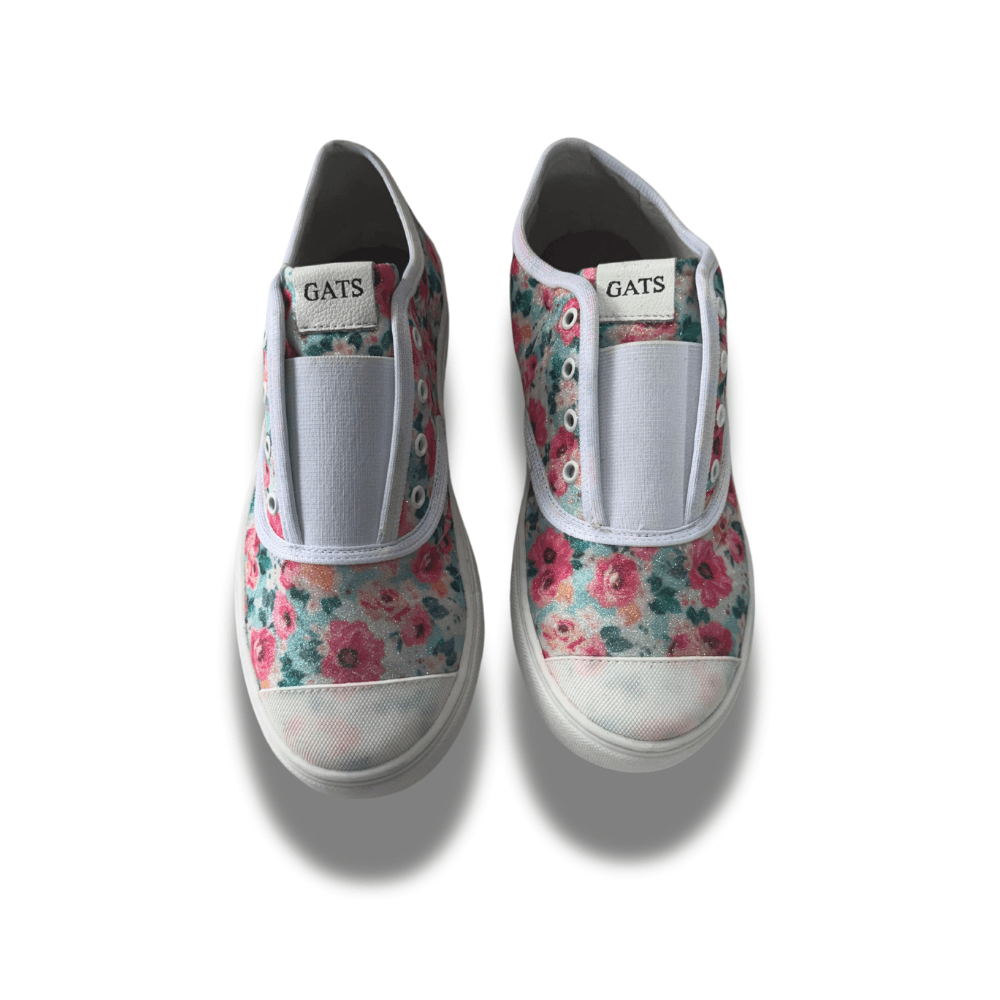 Tênis Canva Glitter Floral Elástico Infatil Gats