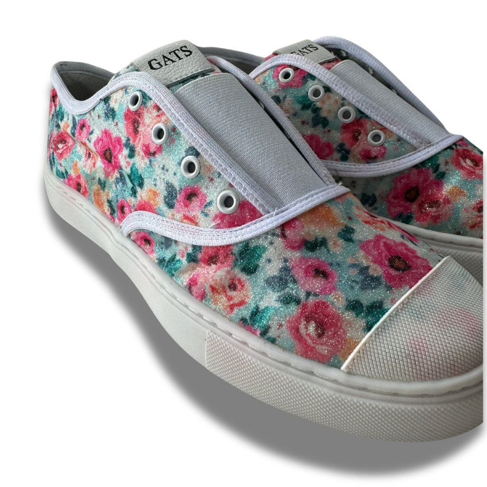 Tênis Canva Glitter Floral Elástico Infatil Gats