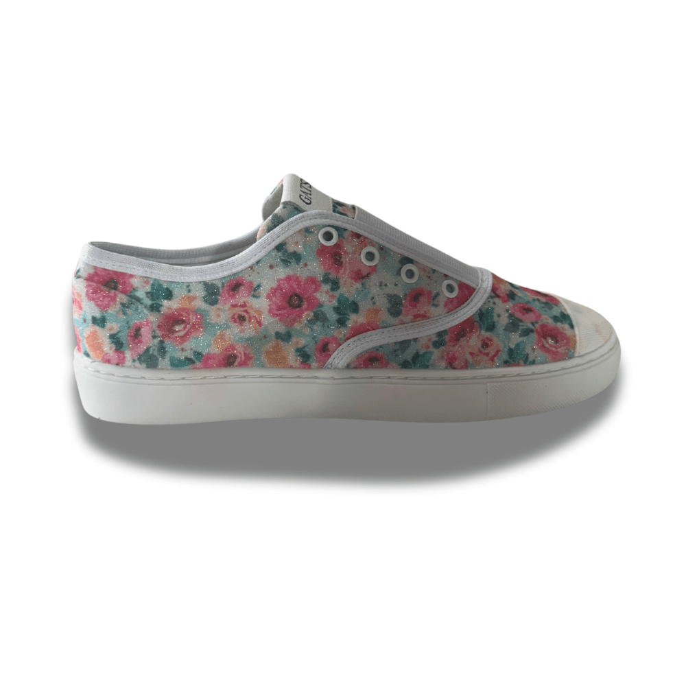 Tênis Canva Glitter Floral Elástico Infatil Gats