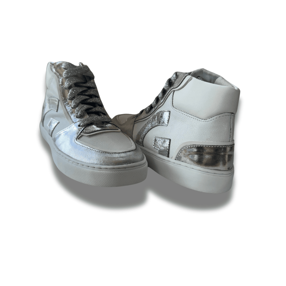 Tênis Cano Alto Baby Branco Prata Infantil Gats