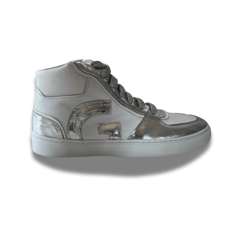 Tênis Cano Alto Baby Branco Prata Infantil Gats