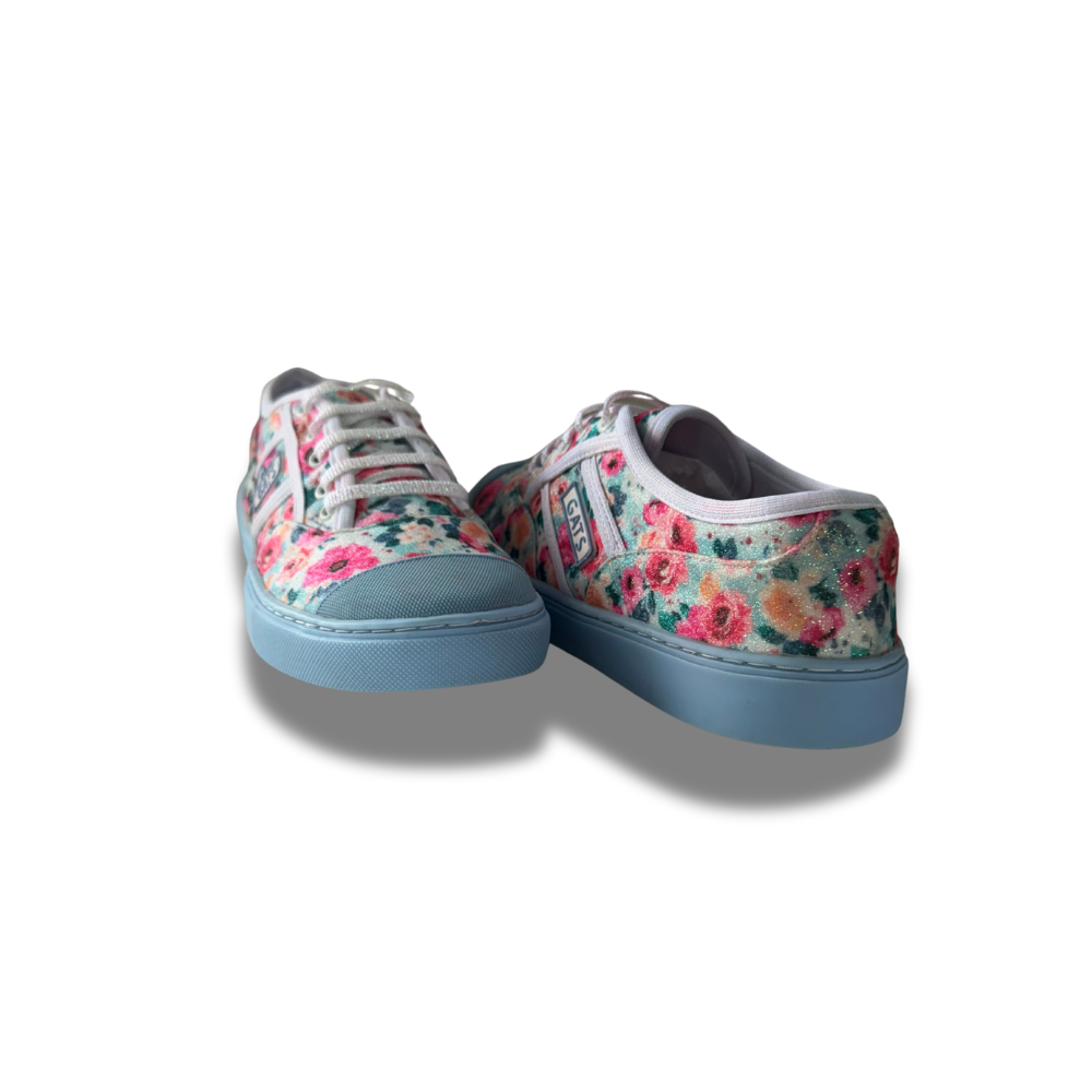 Tênis Cano Baixo Glitter Floral Infatil Gats