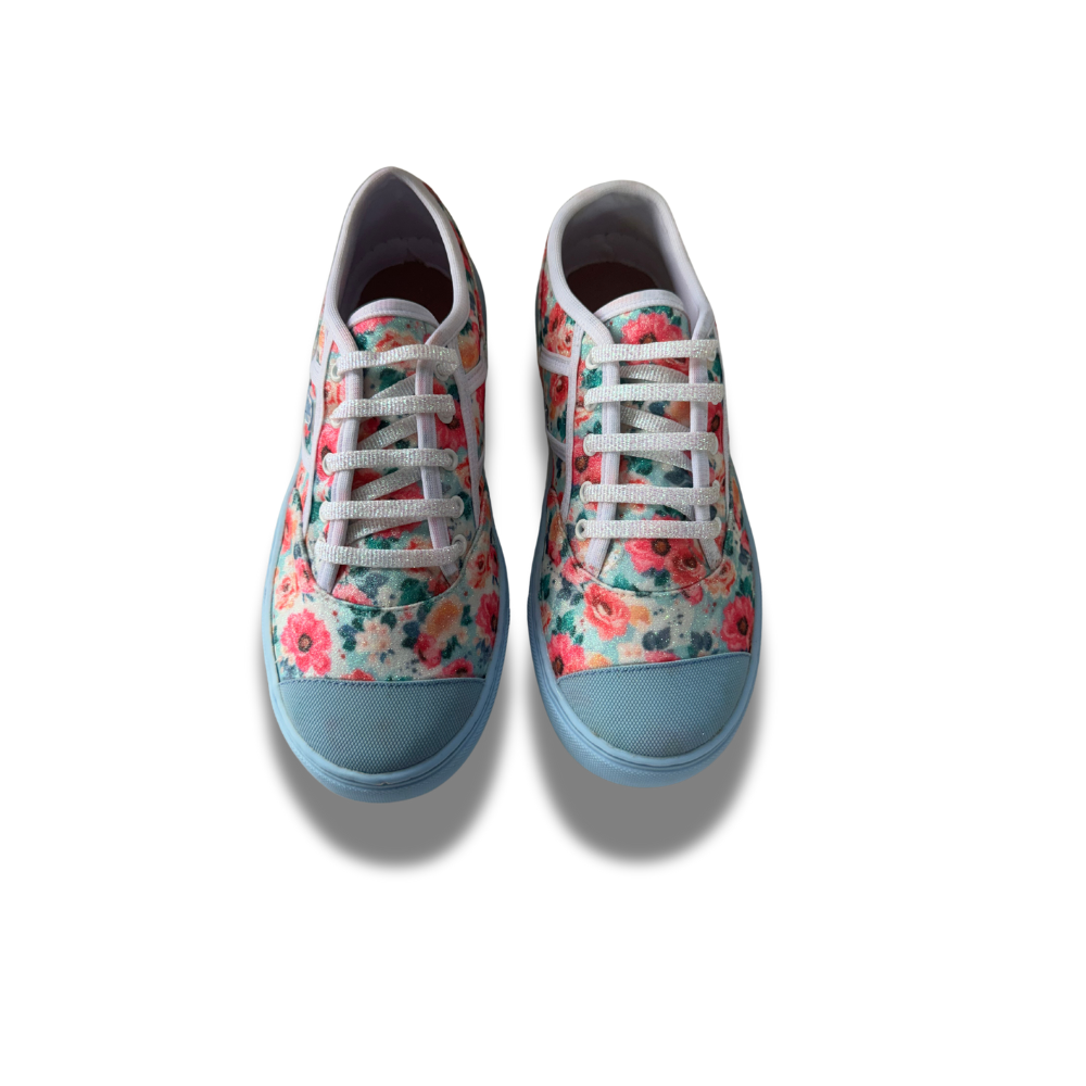 Tênis Cano Baixo Glitter Floral Infatil Gats