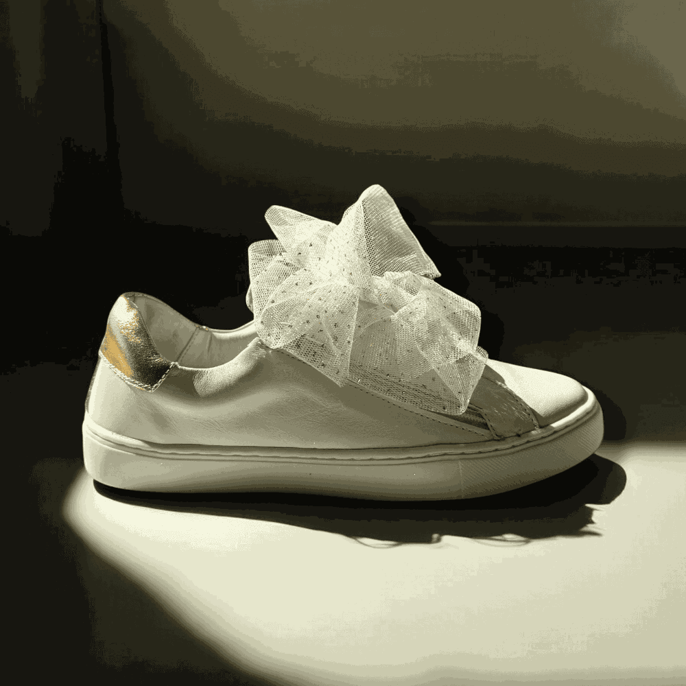 Tênis Zíper Laço Duplo Ivory Infantil Gats