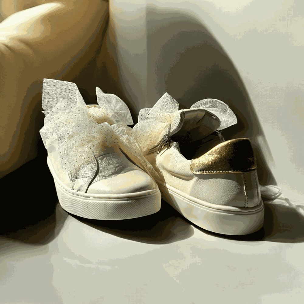 Tênis Zíper Laço Duplo Ivory Infantil Gats