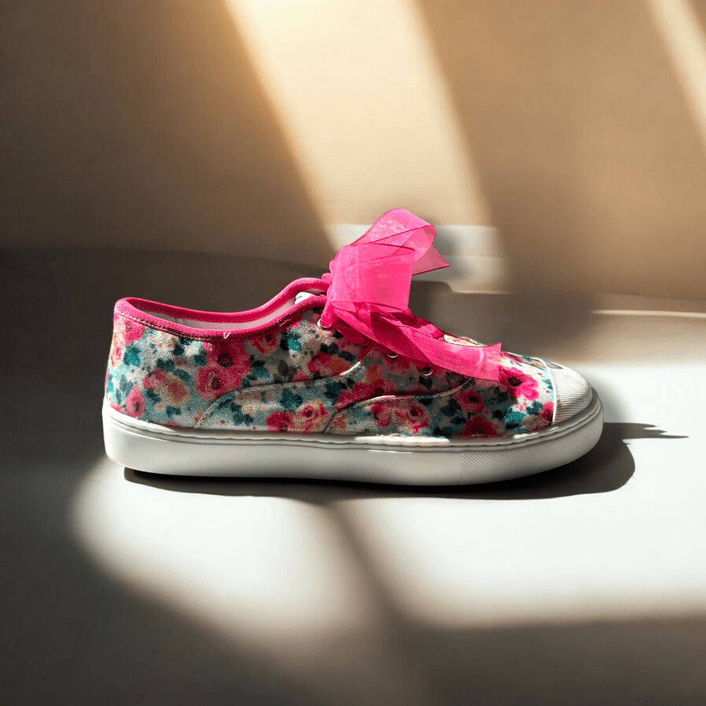 Tênis Canva Glitter Floral Infatil Gats 