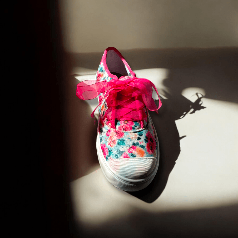 Tênis Canva Glitter Floral Infatil Gats 
