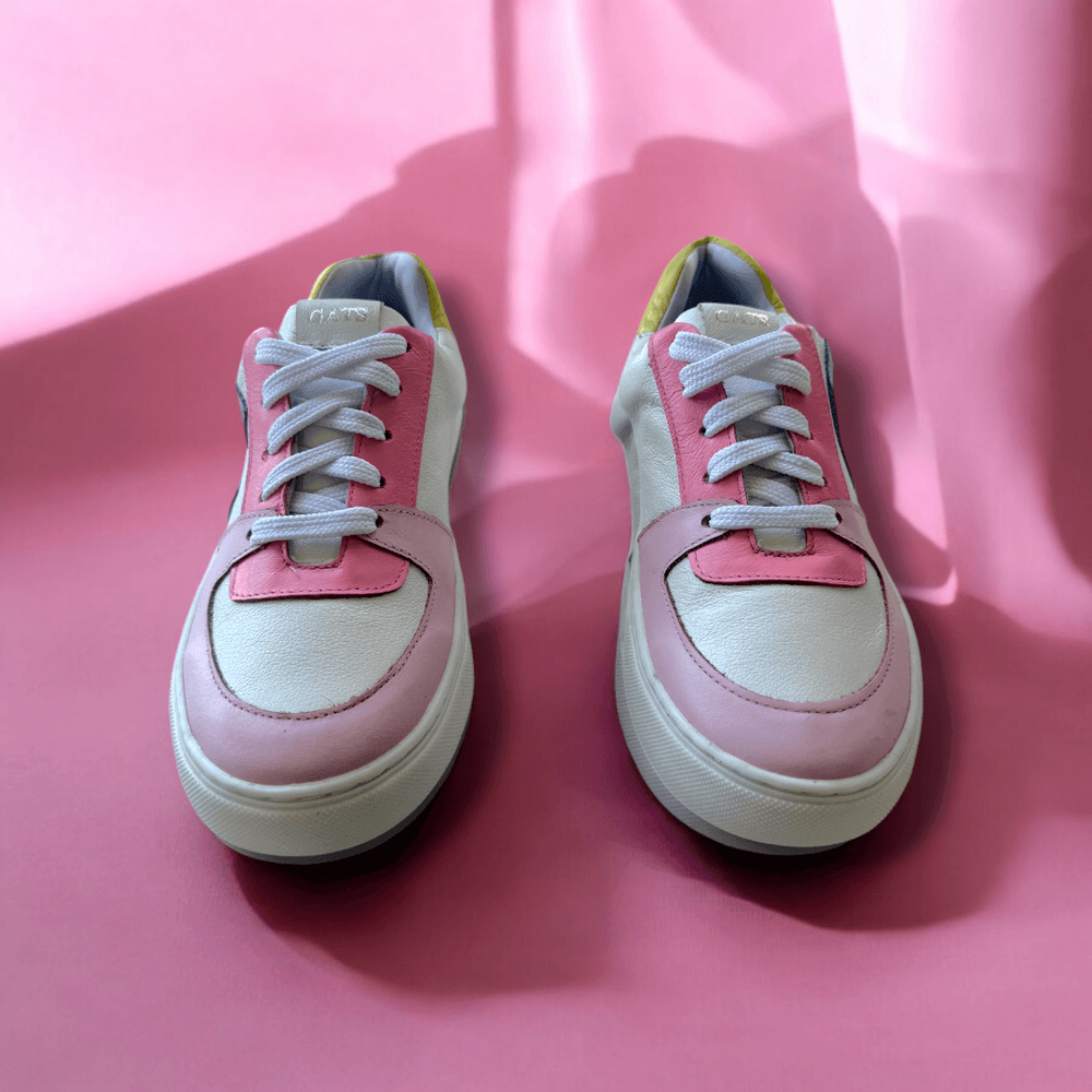 Tênis Cano Baixo Baby Branco Rosa Infantil Gats