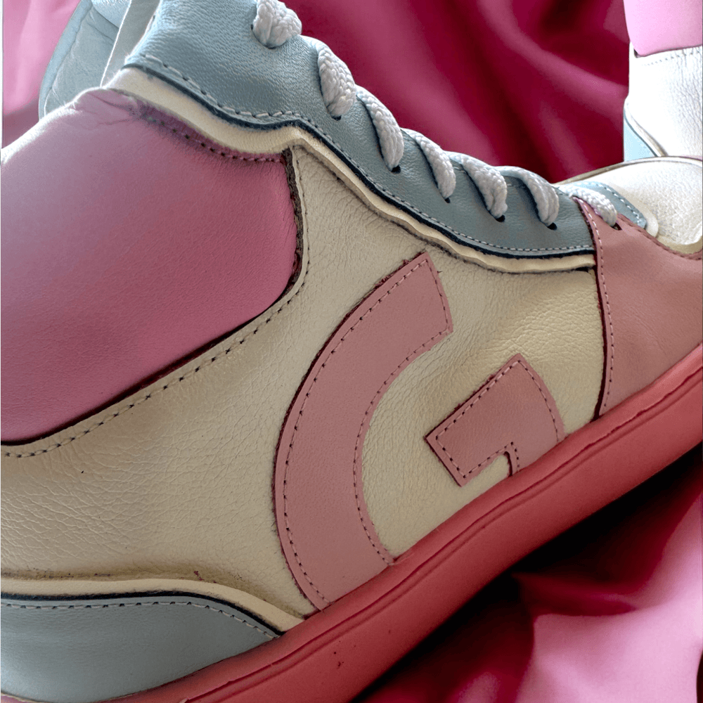 Tênis Cano Alto Baby Branco Rosa Claro Infantil Gats