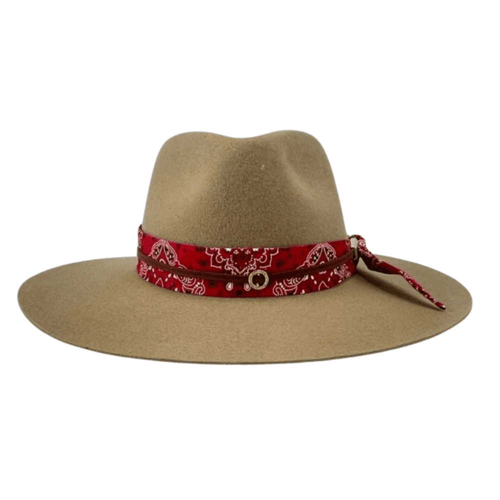 CHAPEU MARCATTO 14788 CAMEL FITA VERMELHA