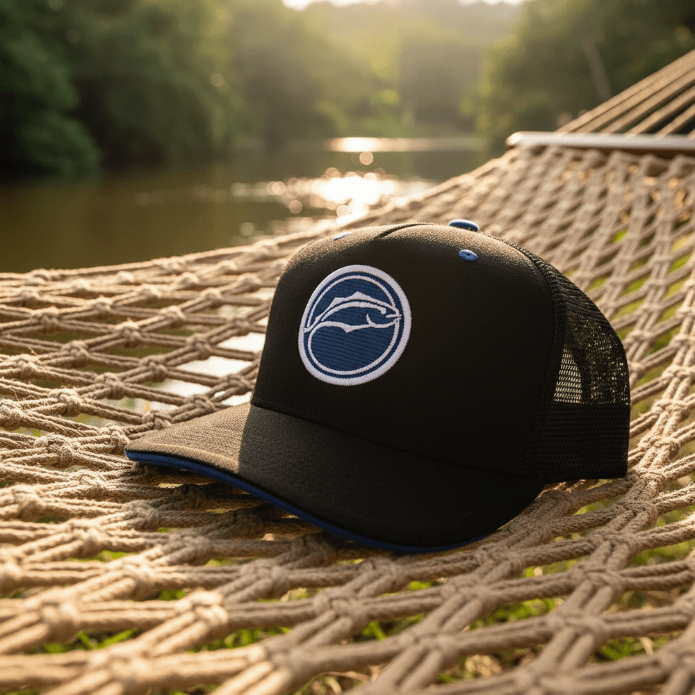 Boné Rancho do Matuto Patch Bordado Premium Tela Respirável Proteção - Preto/Azul