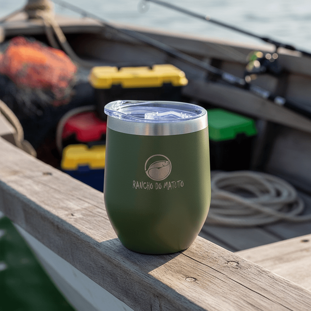 Copo Térmico Cuia em Aço Inox 360ml com Tampa - Verde