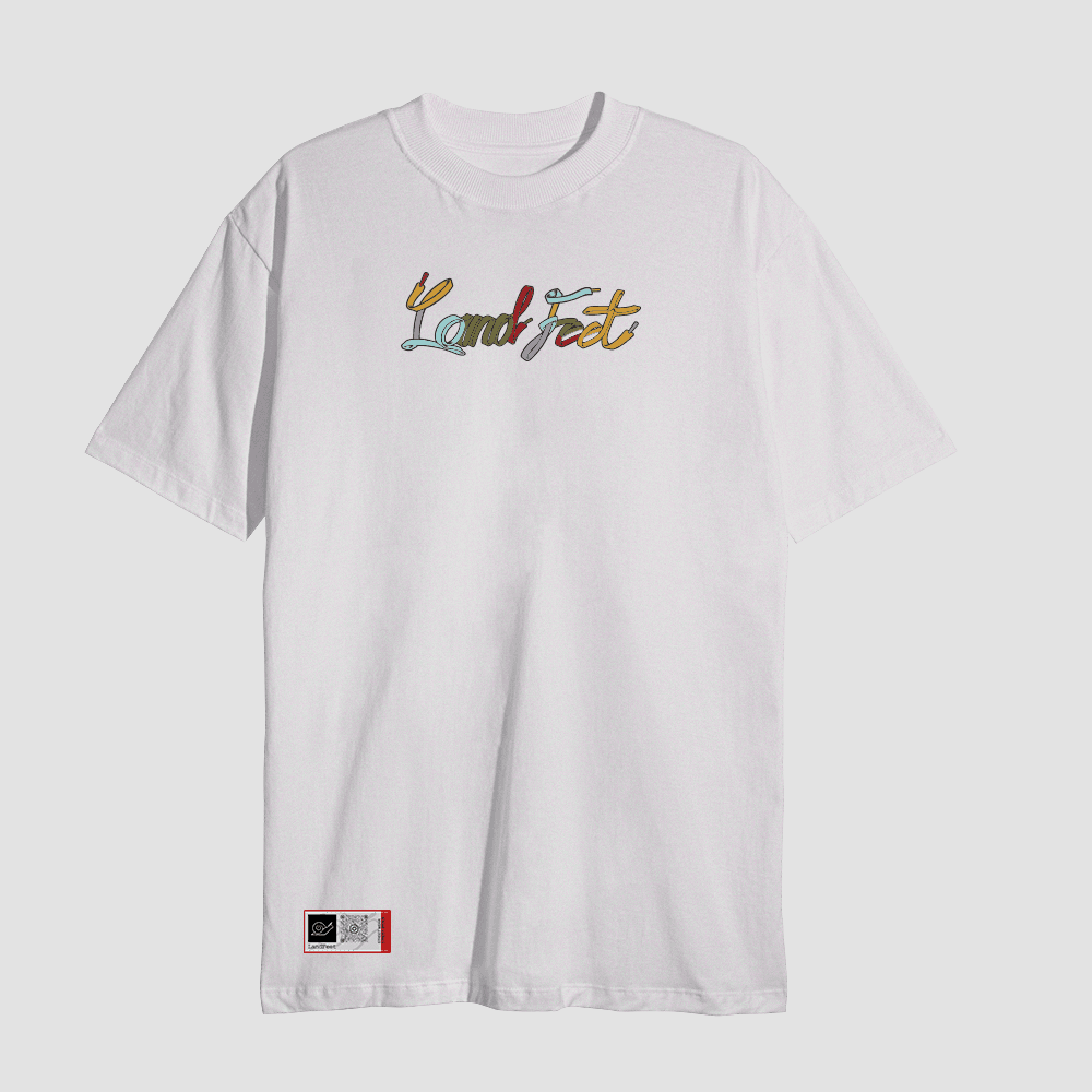 Camiseta Estampada Landfeet Tema Cadarços Branca