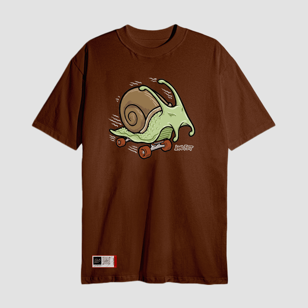 Camiseta Estampada Landfeet Tema Caramujo Fun Marrom