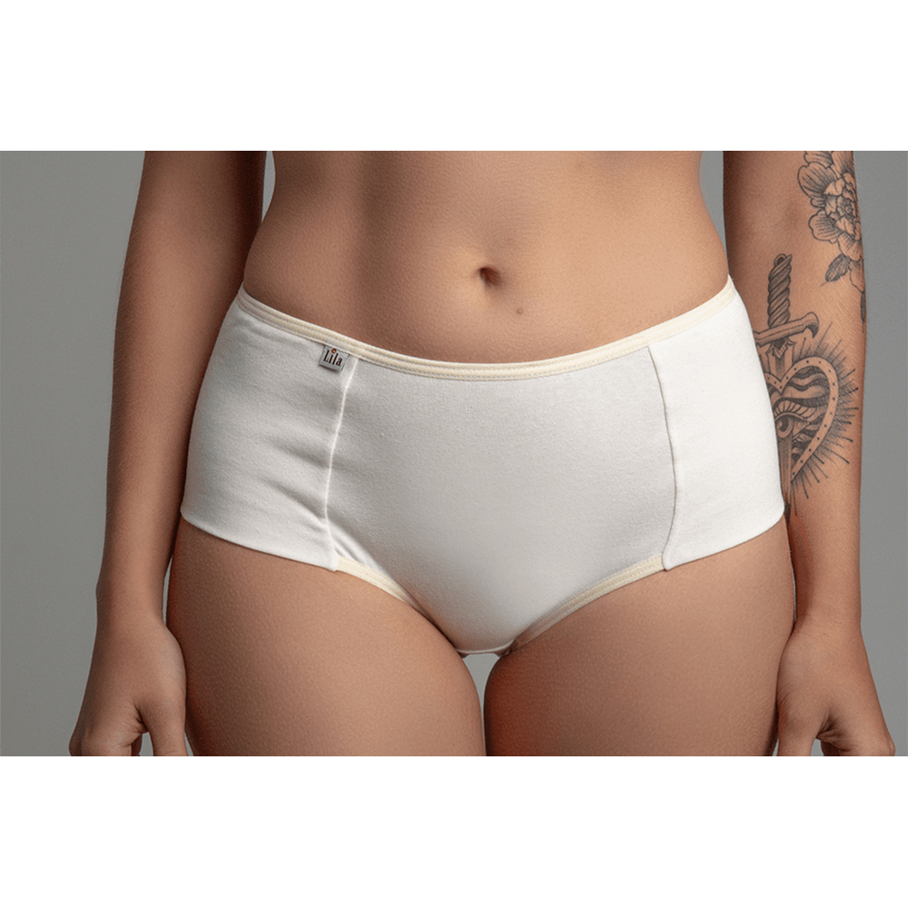 Tanga Cós Alto Algodão 0029 - MARFIM - LILA LINGERIE