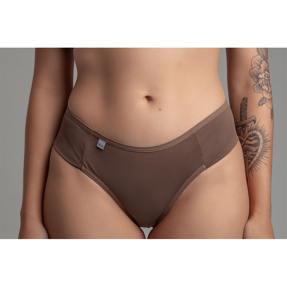 Calcinha Microfibra Lateral Tecido Duplo 0989 - CASTANHO - LILA LINGERIE