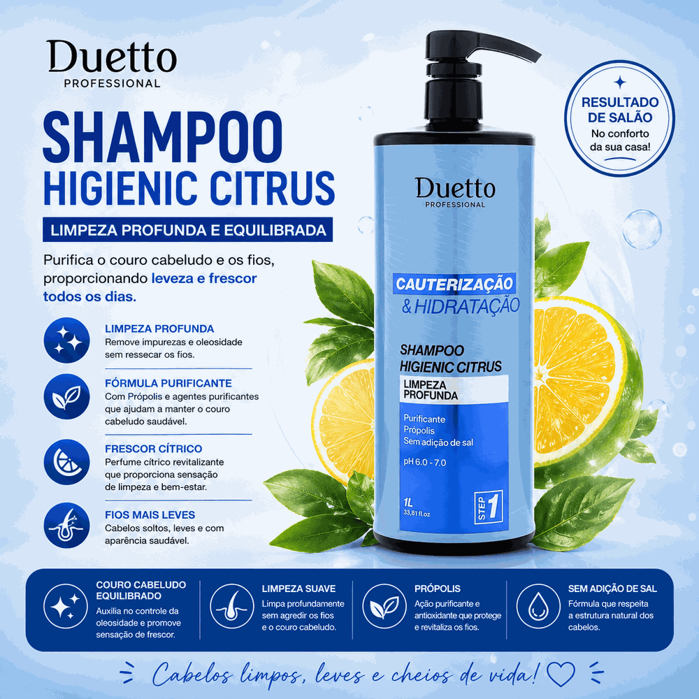 Shampoo Higienic Citrus c/ Propolis Duetto Professional 1L 