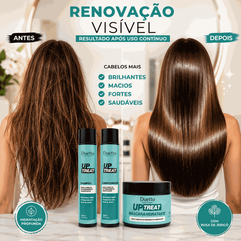 Kit Up Treat Duetto Recuperação Capilar Hidratação Profunda Com Rosa De Jericó Reconstrução 