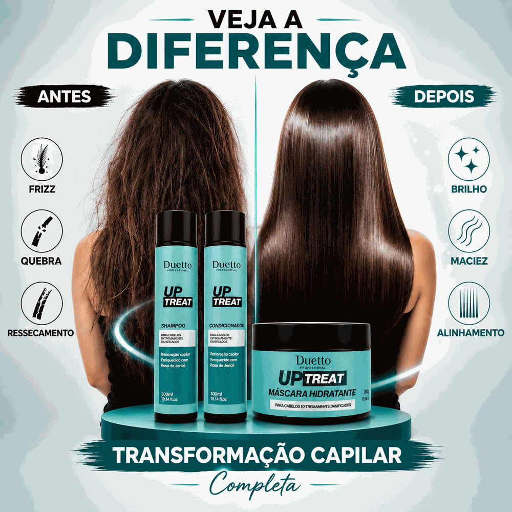 Kit Up Treat Duetto Recuperação Capilar Hidratação Profunda Com Rosa De Jericó Reconstrução 