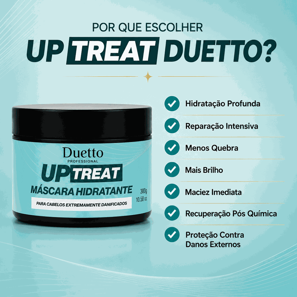Máscara Hidratante Up Treat Duetto 300g Rosa de Jericó Reconstrução Capilar Hidratação Profunda Pós Química