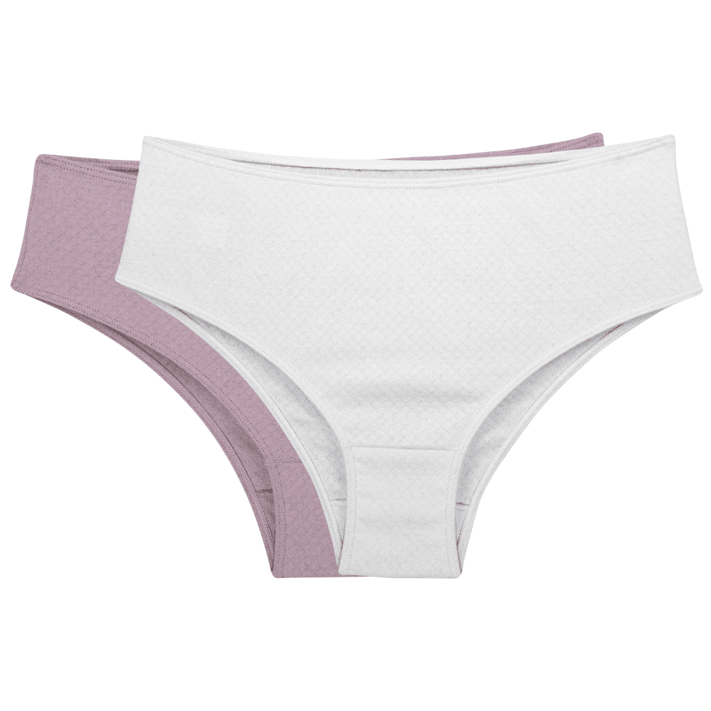 Kit Calcinha Basic 100% AlgodÃo Branco/rosa Retro