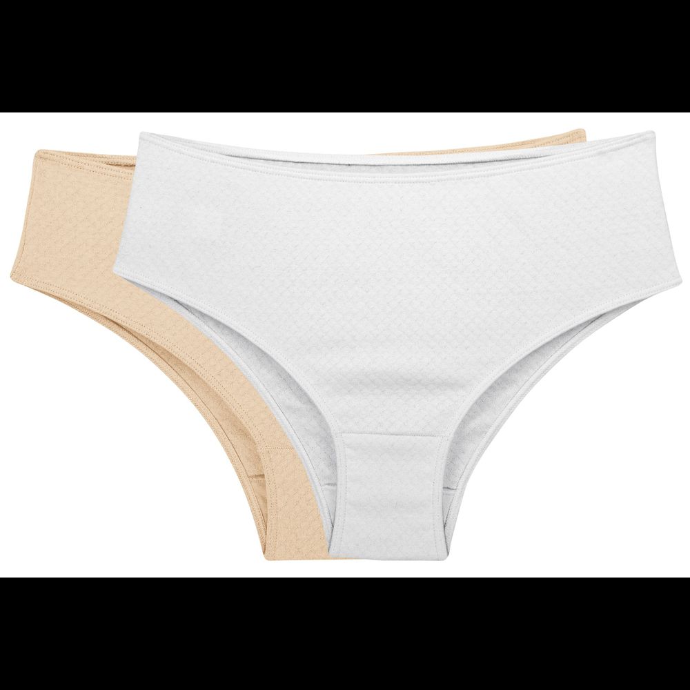 KIT CALCINHA BASIC 100% ALGODÃO BRANCO/NUDE