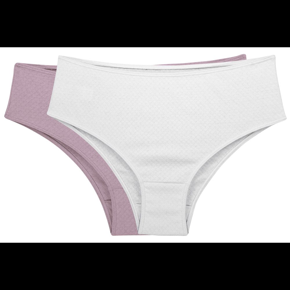KIT CALCINHA BASIC 100% ALGODÃO BRANCO/ROSA RETRO