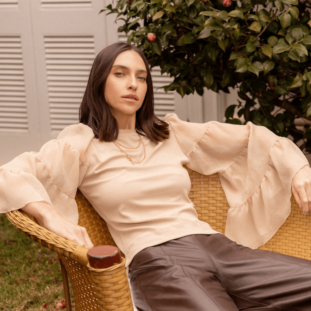 Blusa Ana - Seda pura bege - MATIBRAND