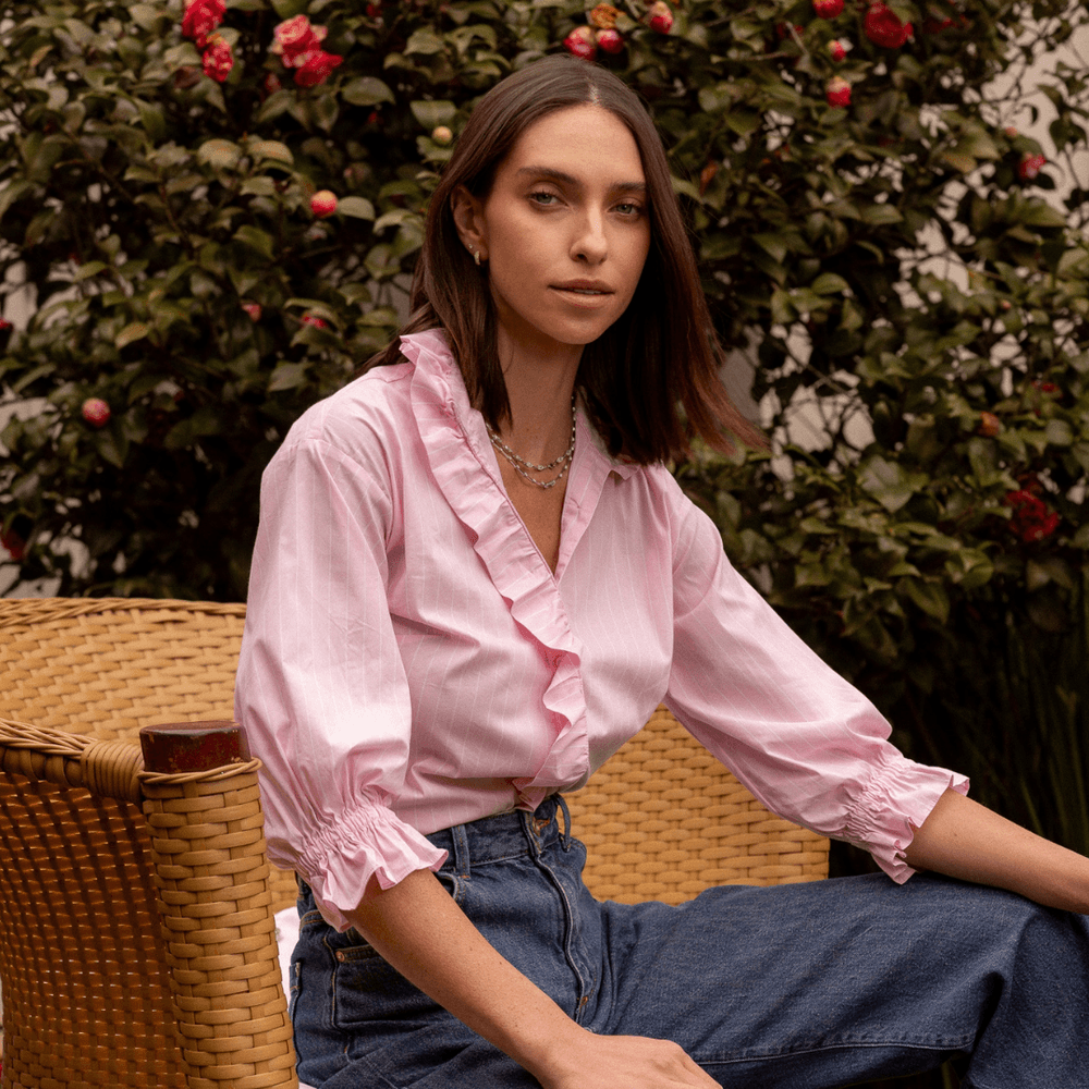 Camisa Clarissa - Listrada Rosa - MATIBRAND