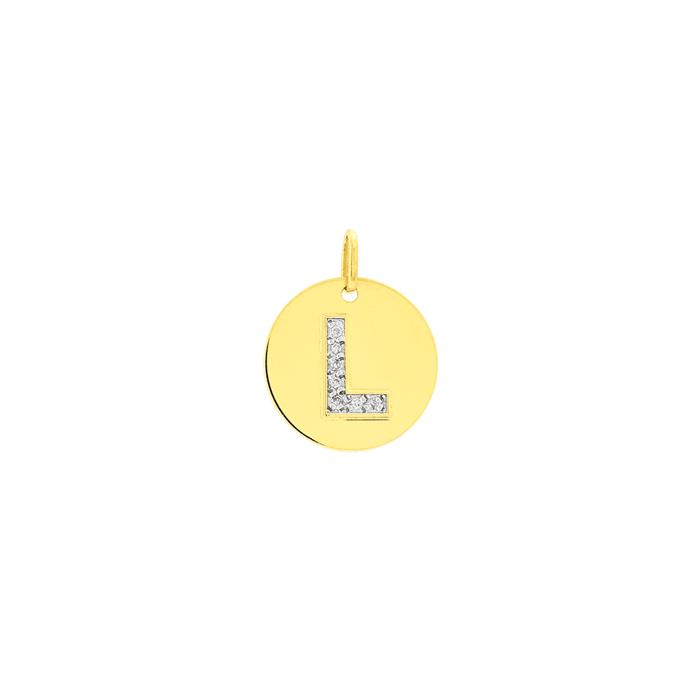 Pingente de Letra Ouro 18K com Pedras de Brilhante
