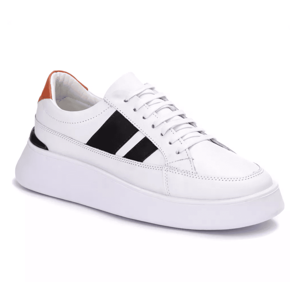 Tenis Masculino Confort Branco-Preto-Vermelho Porto Branco